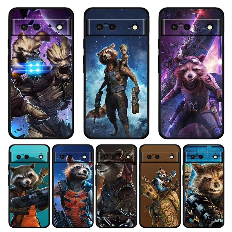 

Rocket Raccoon Marvel Shockproof Case for Google Pixel 7 6 Pro 6a 5 5a 4 4a XL 5G Silicone Soft Black Phone Cover Capa