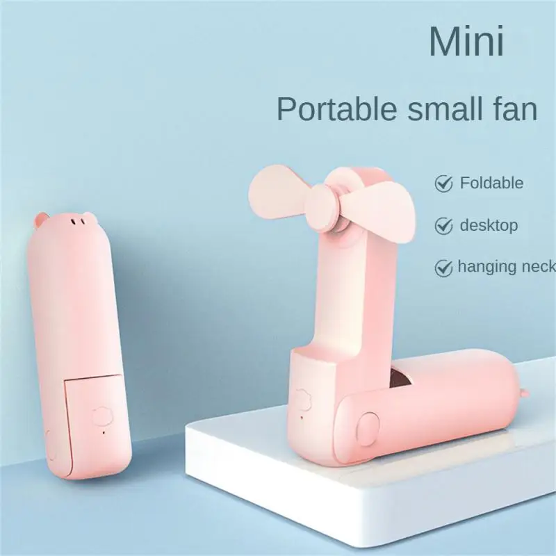 

Quiet Large Wind Home Office Small FanPortable Foldable Fan Handheld USB Interface Charging Mini Bear Shape Charging Fan