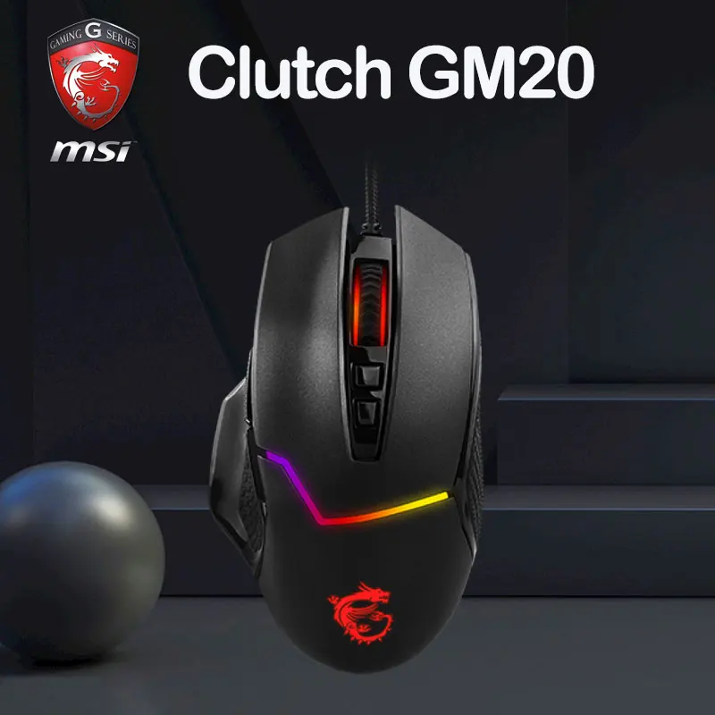 

Игровая мышь MSI клатч GM20, эргономичная Проводная игровая мышь, RGB, восемь кнопок, Usb, для ноутбука, ПК, геймера