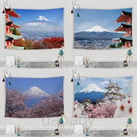tapestry mount fuji cherry blossom print home tapestry wall hanging beach towel beach sitting blanket fabric painting landscape