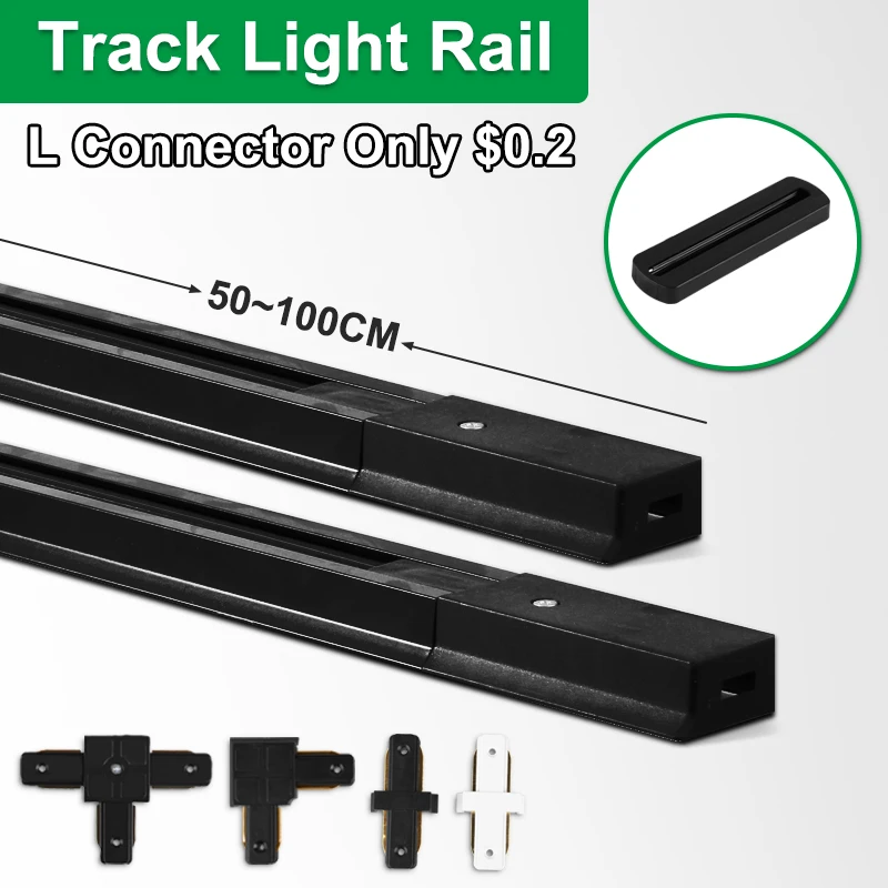 Led Track Light Rails 1 м 0,5 м Полный комплект для 2-проводного трекового светильника Прожектор Рельсовая полоса I-тип T-тип L-тип Соединитель Потолочная коробка Универсальный рельсовый соединитель Контурные рельсы