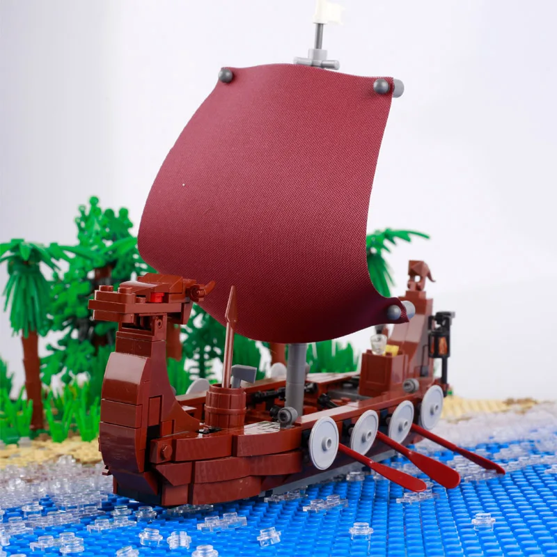 MOC средневековый пиратский жемчужный корабль викингов строительные блоки