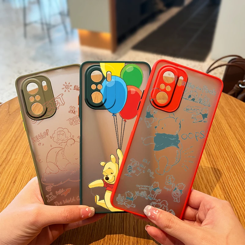 

Cool Art Winnie the Pooh Case Phone For Redmi K40 K30 K20 10 10C 9T 9C 9A 9 8A 8 GO 7 6 Pro Frosted Translucent Matte Cover