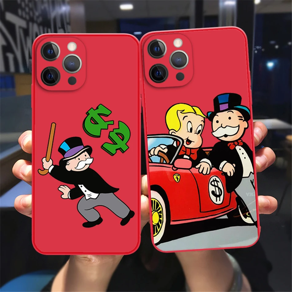 

Hot Cartoon Dollar Alec Monopoly Phone Cover For iPhone 11 12 13 14 Pro Max X XR XSMax 7 8 14 Plus 13Mini Soft Bumper Back Cover