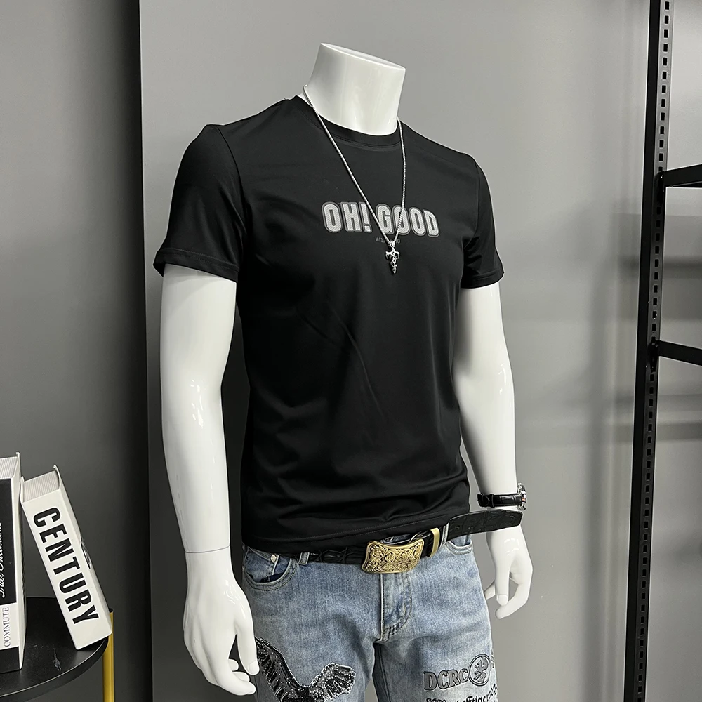 Футболка мужская с буквенным принтом модная брендовая Повседневная облегающая