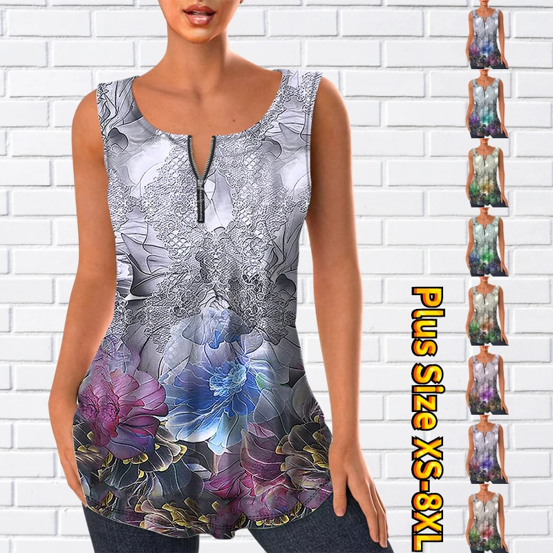 

Майка женская летняя с принтом и V-образным вырезом, без рукавов