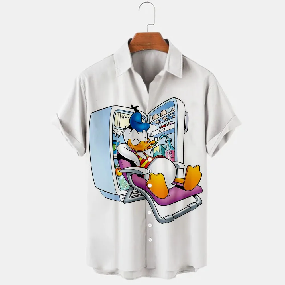 

Disneyland Donald Duck Print Hawaiian Shirt Men's Summer Short Sleeve Beach Shirt Hip Hop Harajuku Oversized Top 2022 Hot Sale