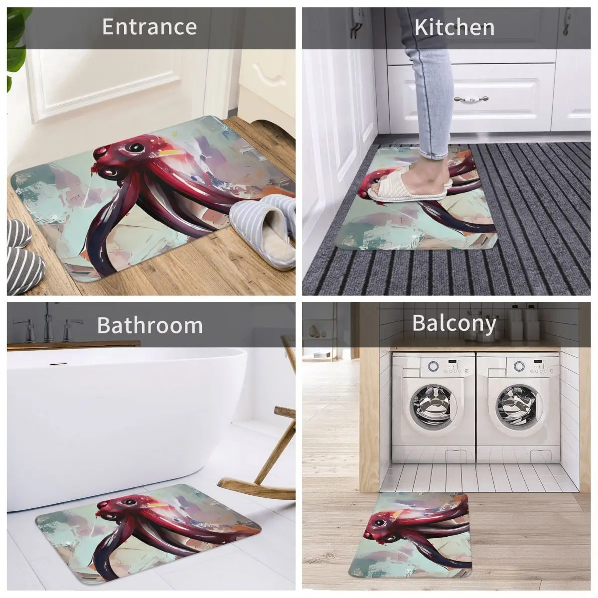

Door Mat Octopus Decor Cthulhu Ocean 3D Rug Carpet Bathmat Anti-slip Entrance Living Room Home Kitchen Antiwear Bathroom Cocina