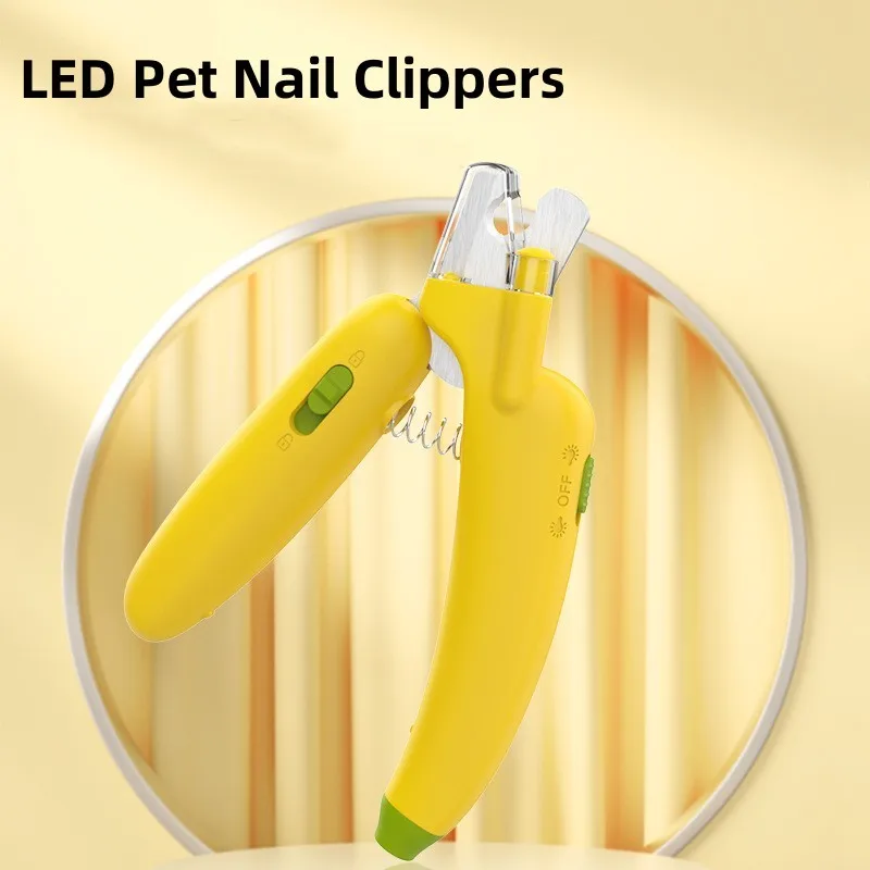 

Banana Nail Clippers Claw Trimmers for Dog Cat Toenail Clippers with LED Light for Bloodline Professional Grooming Pet Supplies