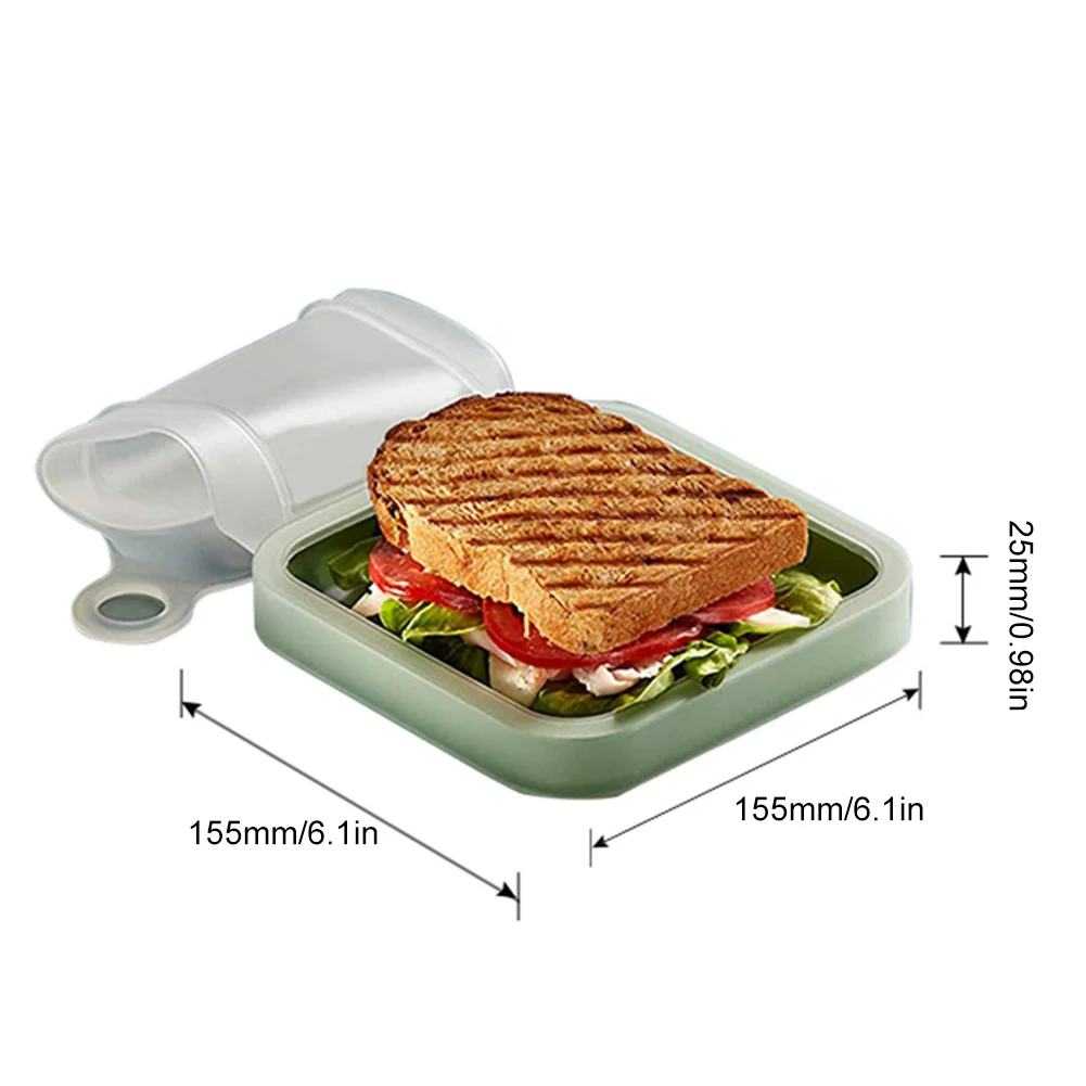 

High Quality Silicone Food Container Sandwich Toast Box Kids School Breakfast Lunch Bento Box Office Worker Food Grade