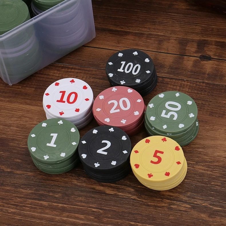 100 шт./компл. набор чипов Texas Poker Baccarat 20 шт. каждого номиналом с упакованными