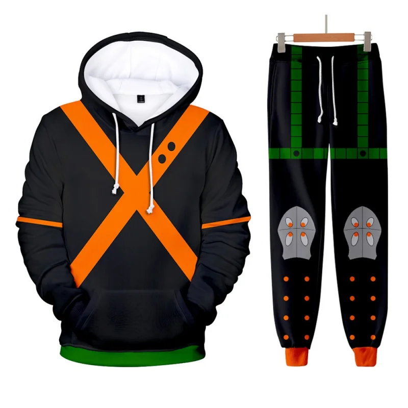 

Anime Suit My Hero Academia Cosplay Bakugou Katsuki Hoodie Trousers 2022 New Autumn Winter Long Sleeve 3D Athletic Wear Suits