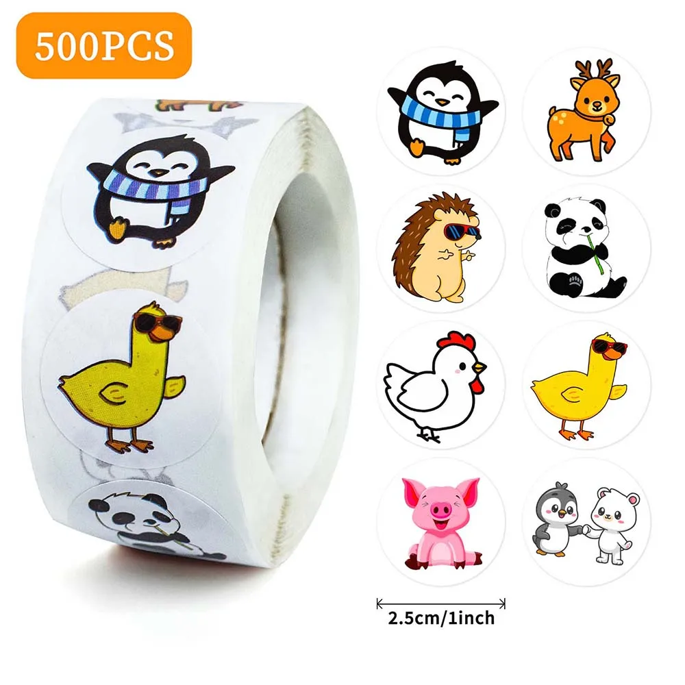 

500Pcs/Roll Cartoon Cute Animal Varied Label Stickers Luggage Laptop Scrapbooking Helmet Wall Car DIY Comics Sticker Party Gifts