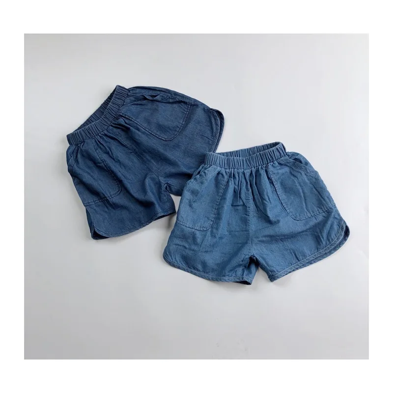 

Детские джинсовые шорты, мягкие удобные повседневные Модные Простые хлопковые шорты в Корейском стиле с эластичным поясом для мальчиков и девочек, на лето