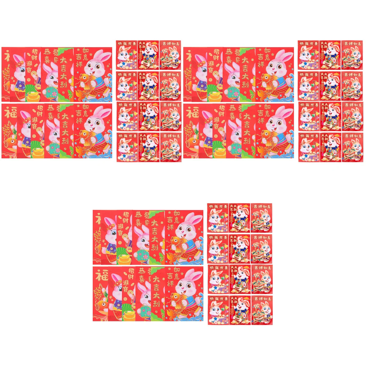 

180 Festival Red Envelopes Paper Red Packets Rabbit Year Pouches