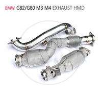 hmd car accessories exhaust downpipe high flow performance for bmw m3 m4 g80 g82 with catalytic converter manifold catless