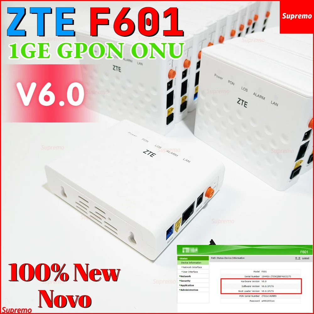 

100% Original New ZTE F601 1GE port Version 6.0 GPON Terminal ONT Optical Terminal 1GE Port Novo Free shipping