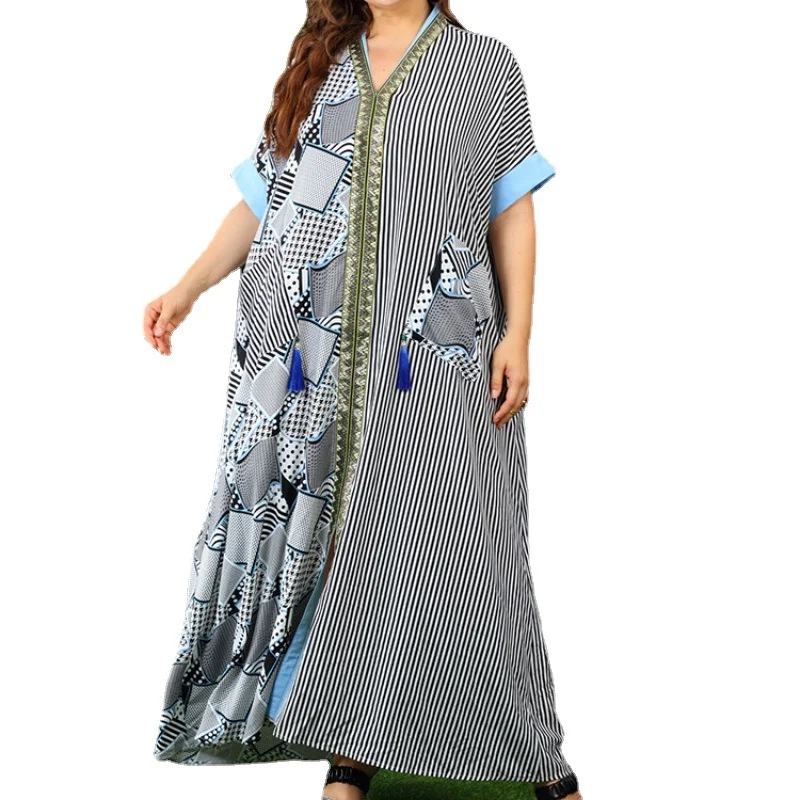 

Women Large Maxi Dresses 2022 Summer Chic Elegant Long Casual Abaya Muslim Evening Party Festival Robe Clothing L- 4XL