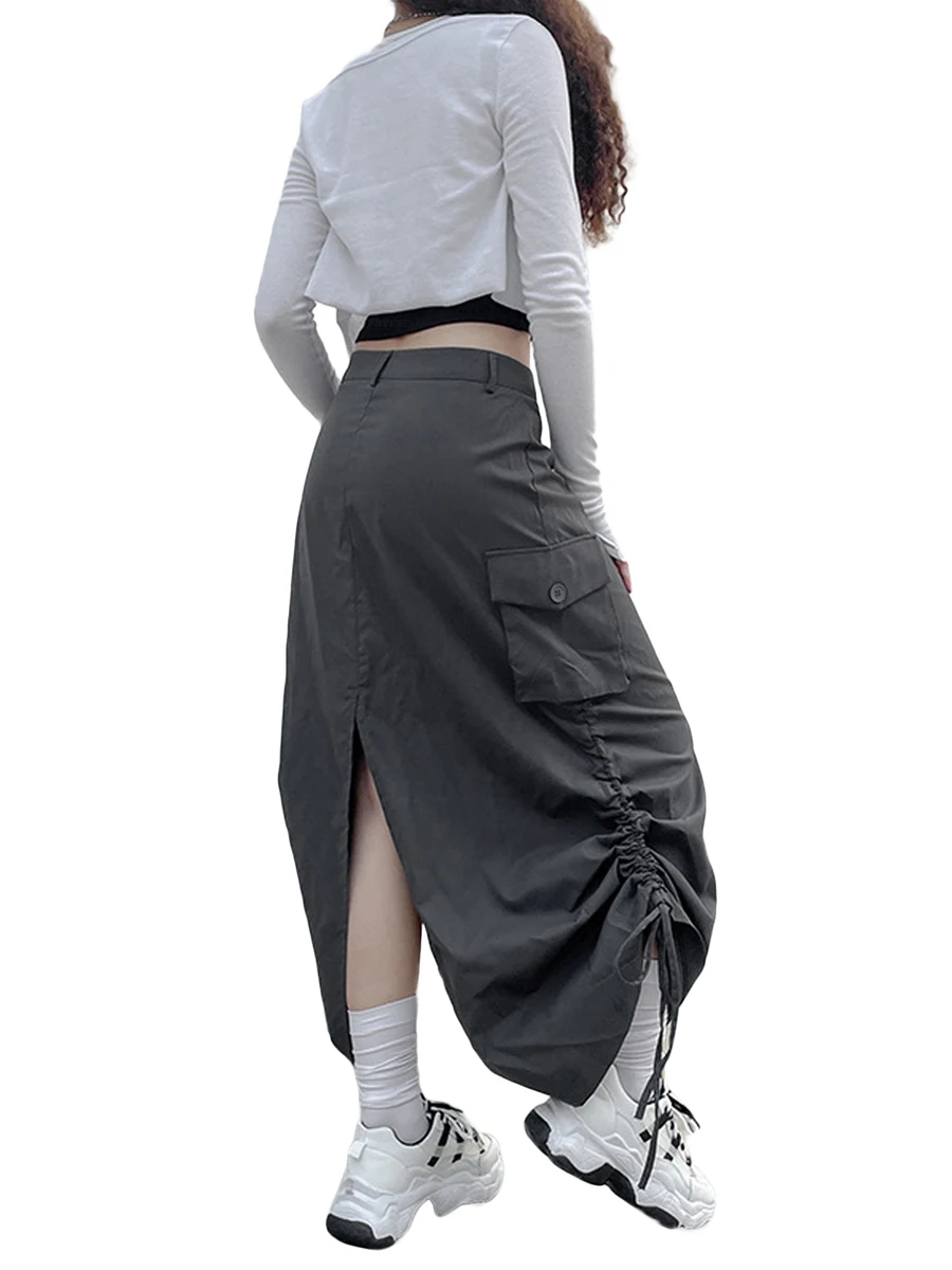 

Women s Flowy Maxi Skirt with Elastic Waistband Versatile Solid Color Bohemian Style Summer Apparel
