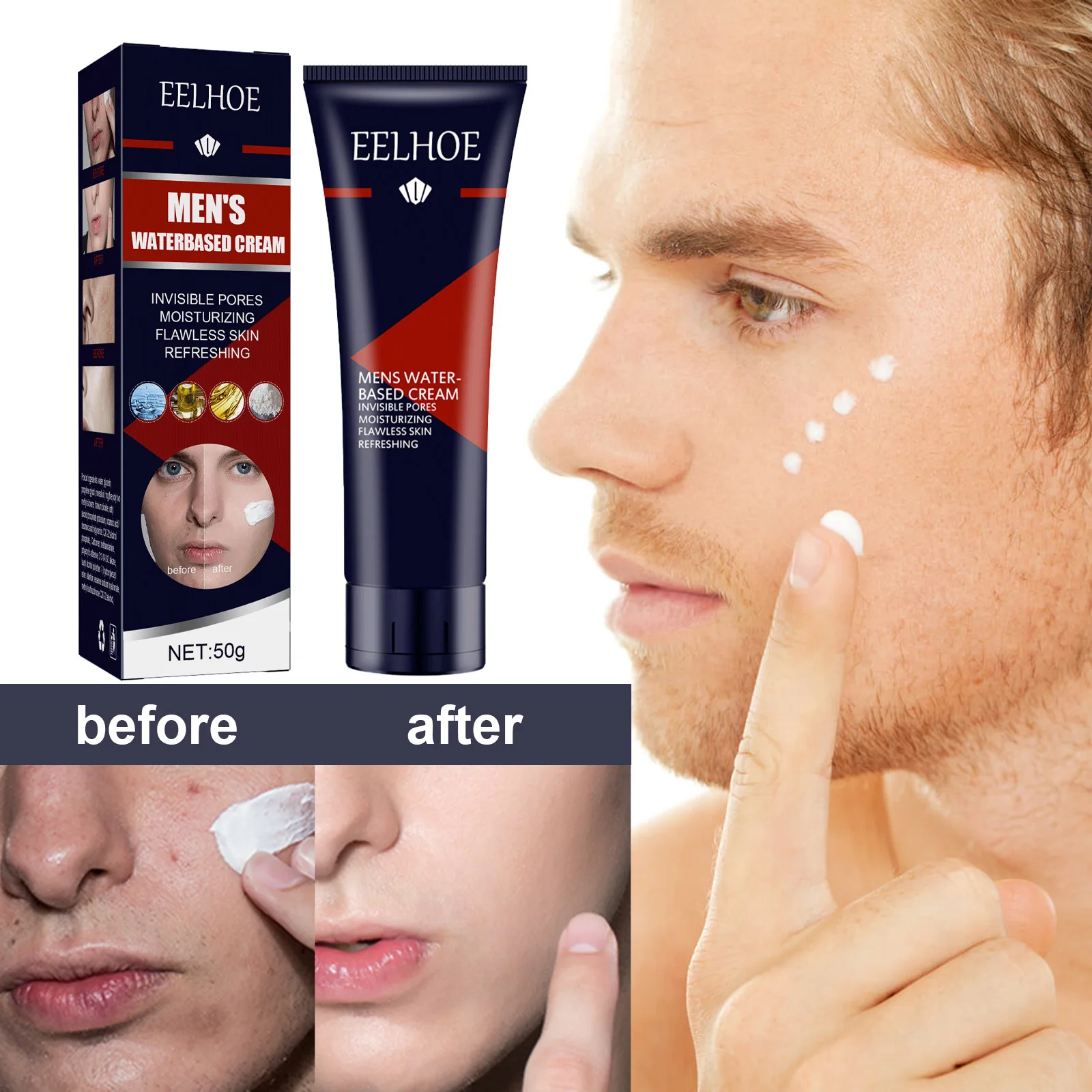 

Men's BB Cream Waterproof Concealer Acne Marks Natural Nude Makeup Foundation Nourishing Moisturizing Brighten Skin