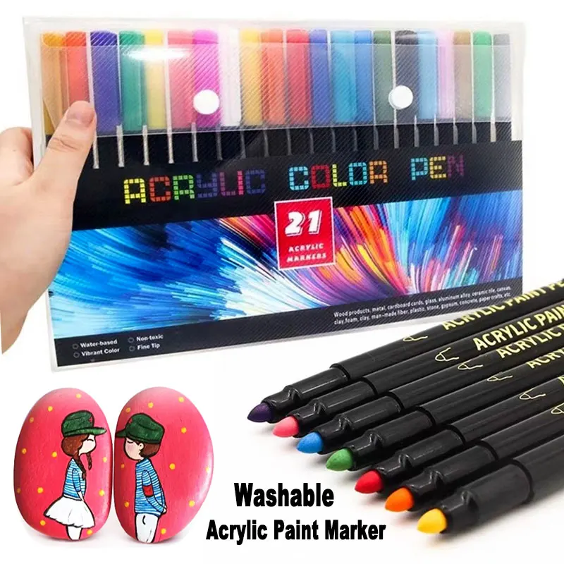 

Набор моющихся акриловых маркеров для рисования, ручка с кисточкой для творчества и творчества, боди-одежда, обувь, дерево, камень, офисные и...