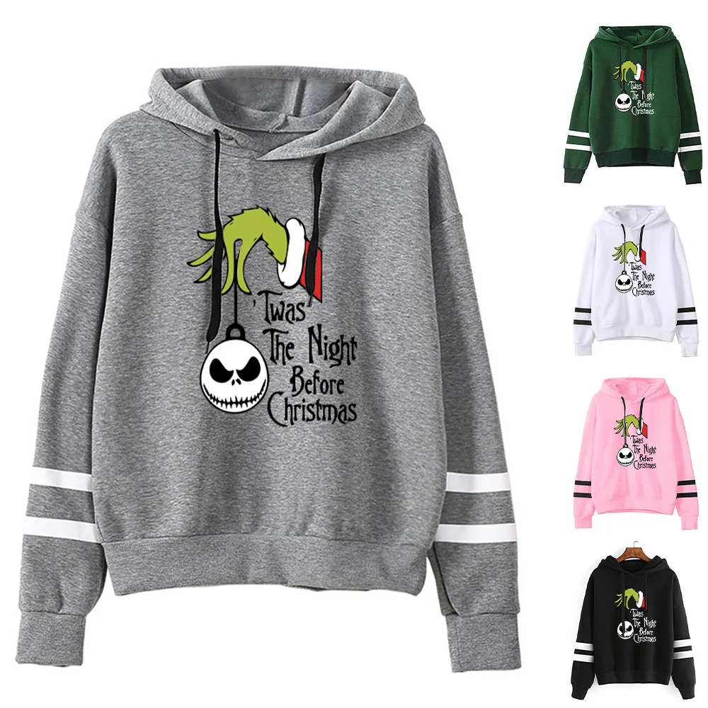 

Fleece Hoodies Women Men Christmas Grinch Sweatshirts Graphic Harajuku Hoody Female Pullovers Printing Oversized