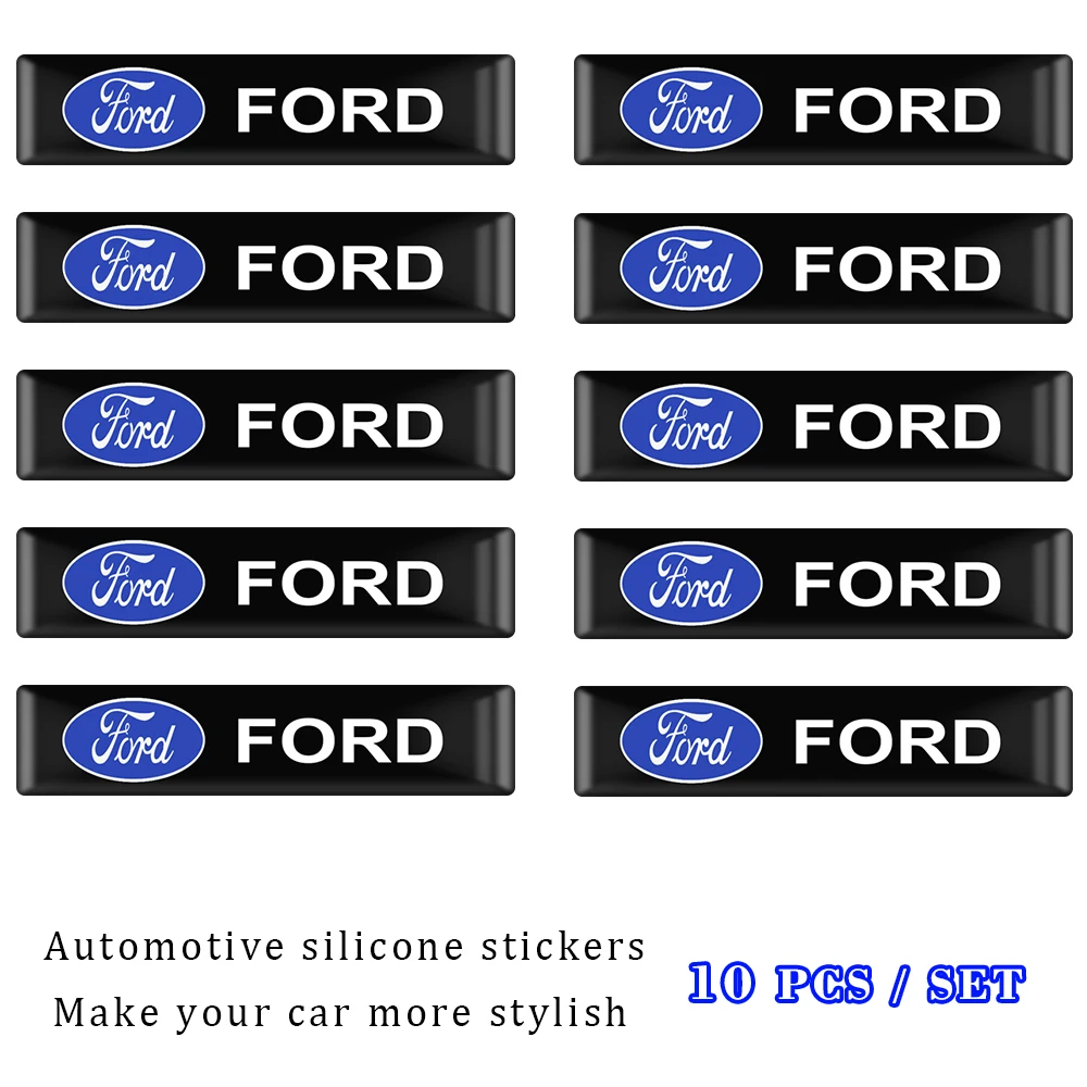 

10 шт. 3D Стайлинг автомобильные эпоксидные эмблемы наклейки декор для Ford Fiesta Focus 2 Mondeo mk4 Mustang Ranger Kuga S-MAX Transit аксессуары