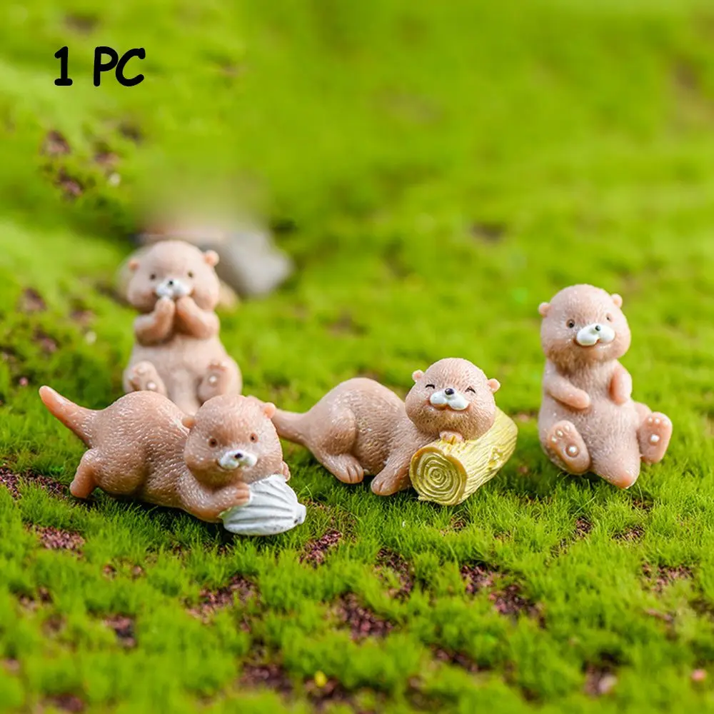 

1 PC DIY Fairy Garden Dollhouse Bonsai Ornament Home Decor Otters Figurine Animal Model Miniature Water Dog