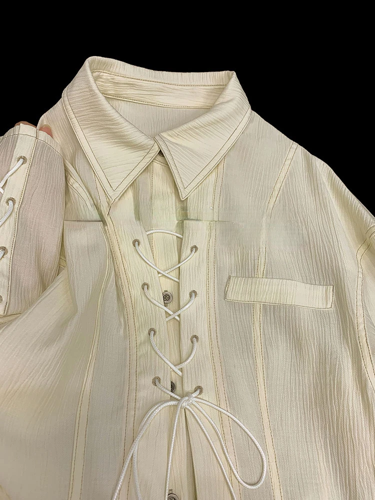 

Женская блузка с отложным воротником, винтажная рубашка с длинным рукавом, в стиле 1920-х, в стиле оверсайз, уличная одежда в стиле Харадзюку, Y2k, корейская мода, 2023