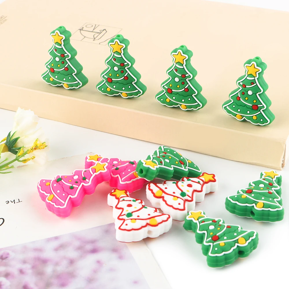 5/10Pcs Silicone Beads Christmas Focus Beads Food Grade For Jewelry Making DIY Pacifier Chain Bracelet Pen Keychain Accessories