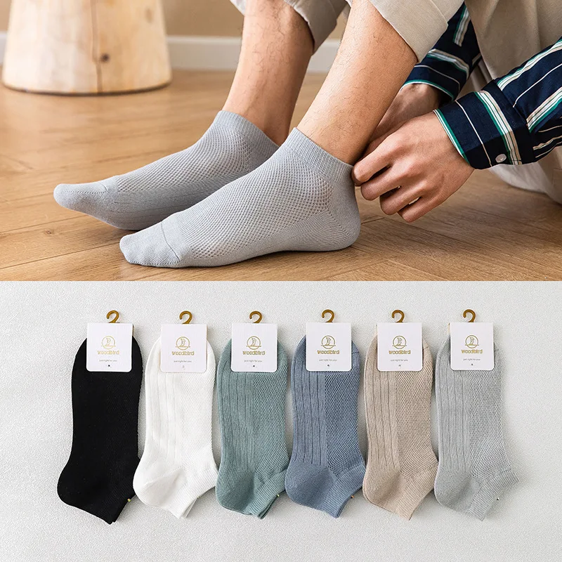 

Harajuku Men Socks Summer Boat Socks Low Top Solid Color Cotton Socks Mesh Breathable Casual Thin Socks harajuku men socks