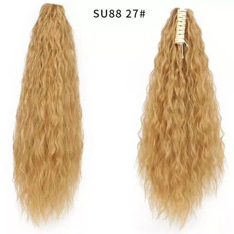 Волнистое наращивание конского хвоста, 22 дюйма, длинные прямые синтетические заколки-крабы для конского хвоста, искусственные волосы для женщин, для ежедневного использования, коричневые