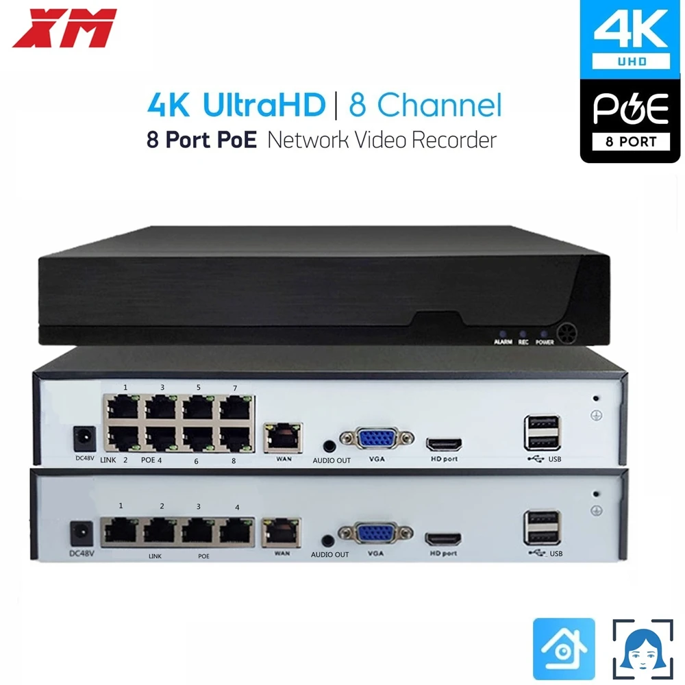 

XM NVR8504P/NVR8508P 8-канальный сетевой видеорегистратор с распознаванием лиц 4K