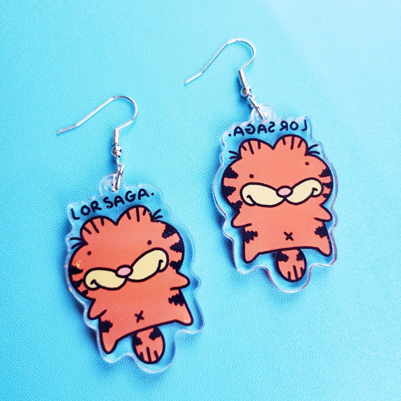 

Novelty Lor Saga Acrylic Cat Earrings Cute and Creative Earrings Kawaii Animal Jewelry Unique and Funny Women's Gift