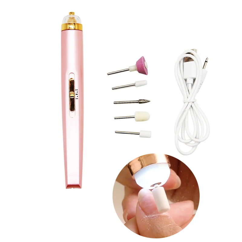 

Manicure Machine Set Electric Nail Drill Machine Cordless USB Rechargeable with LED Cutters Mill for Manicure Pedicure