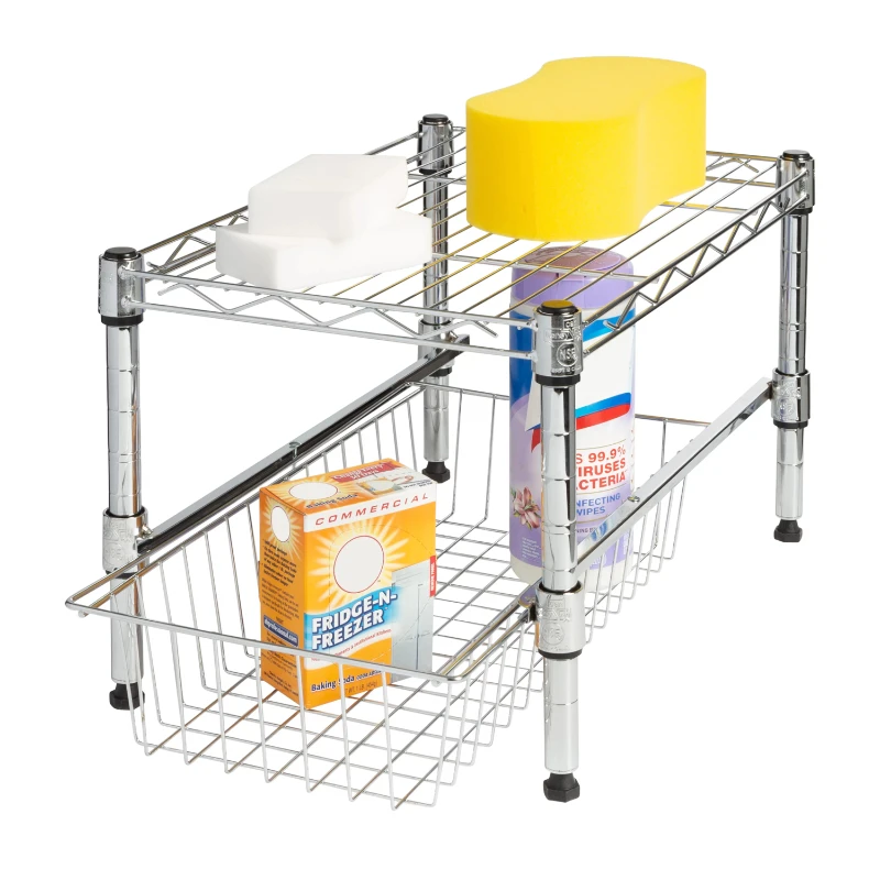 

2023 Can Do Chrome and Steel Stacking Cabinet Organizer, with Shelf and Drawers