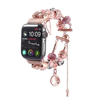 diy diamond strap for apple watch 7 45mm 41mm metal charm bracelet band for iwatch series 6 5 4 3 se 44mm 42mm 40mm 42mm correa