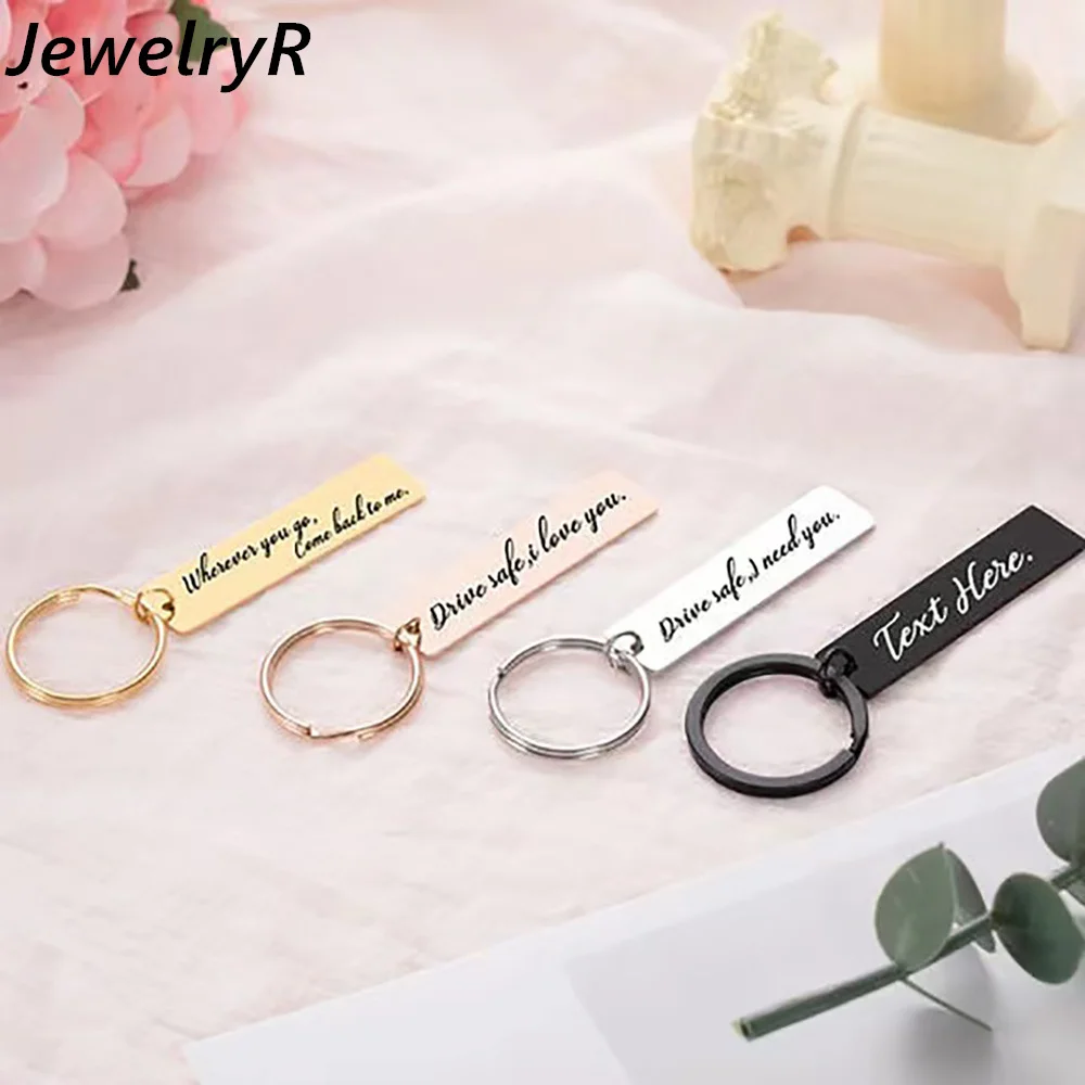 

JewelryR Personality Custom Name Keychain Stainless Steel Engraved Letter Pendant Classic Simple Jewelry For Unisex Family Gift