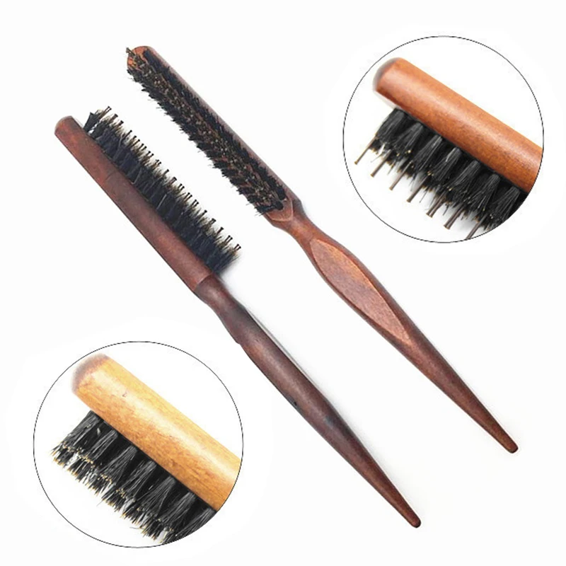 

1PC Professional Salon Teasing Back Hair Brushes Boar Bristle Wood Slim Line Comb Hairbrush Extension Hairdressing Styling Tools