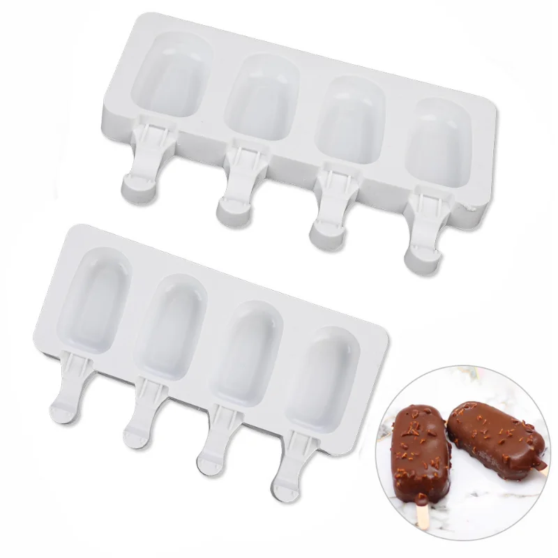 

Baking Mini Ice Cream Molds,Silicone Popsicle Molds Cake, Mold for DIY Ice Pops Oval 4-Cavity