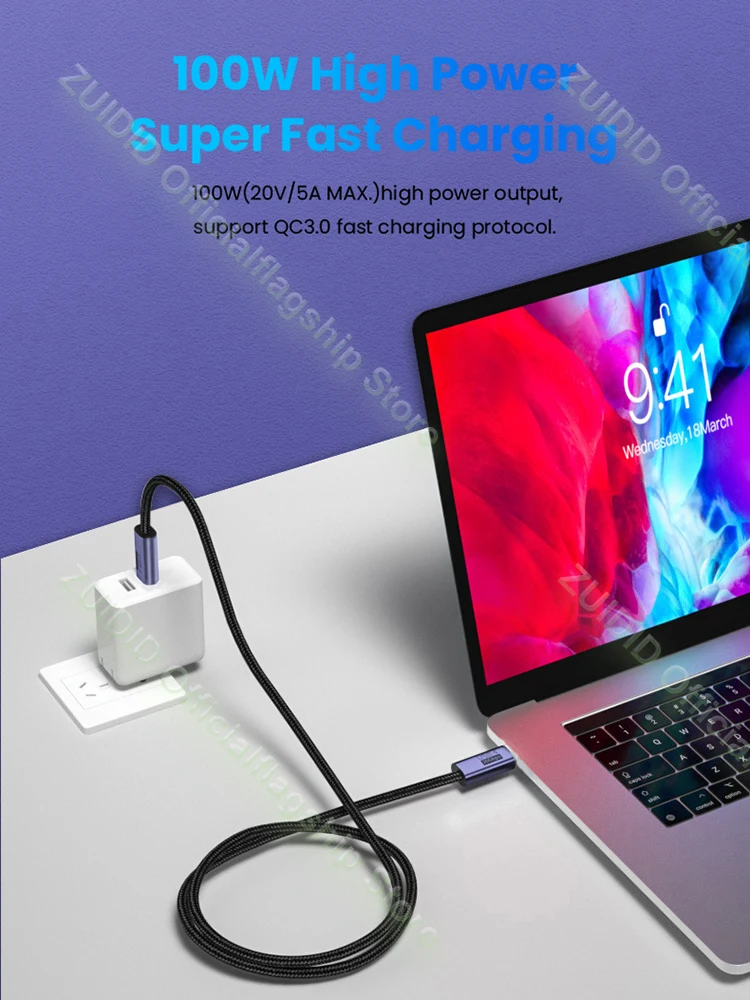 Кабель USB Type-C на 100 Гц 20 Гбит/с 2/3 м |