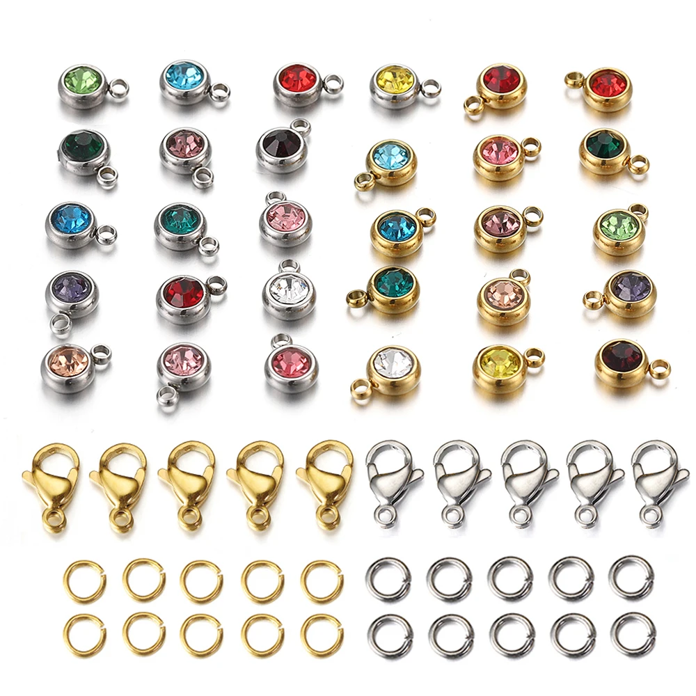 

50 шт./60 шт., бусины из нержавеющей стали с застежкой-карабином