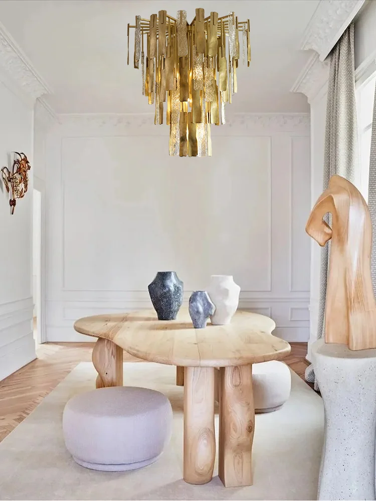 Современные золотые металлические стеклянные люстры текстурированные