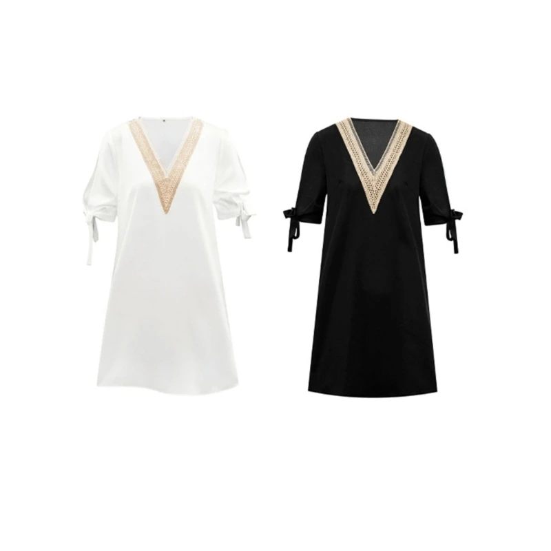 

Платье-Мини Летнее однотонное с V-образным вырезом