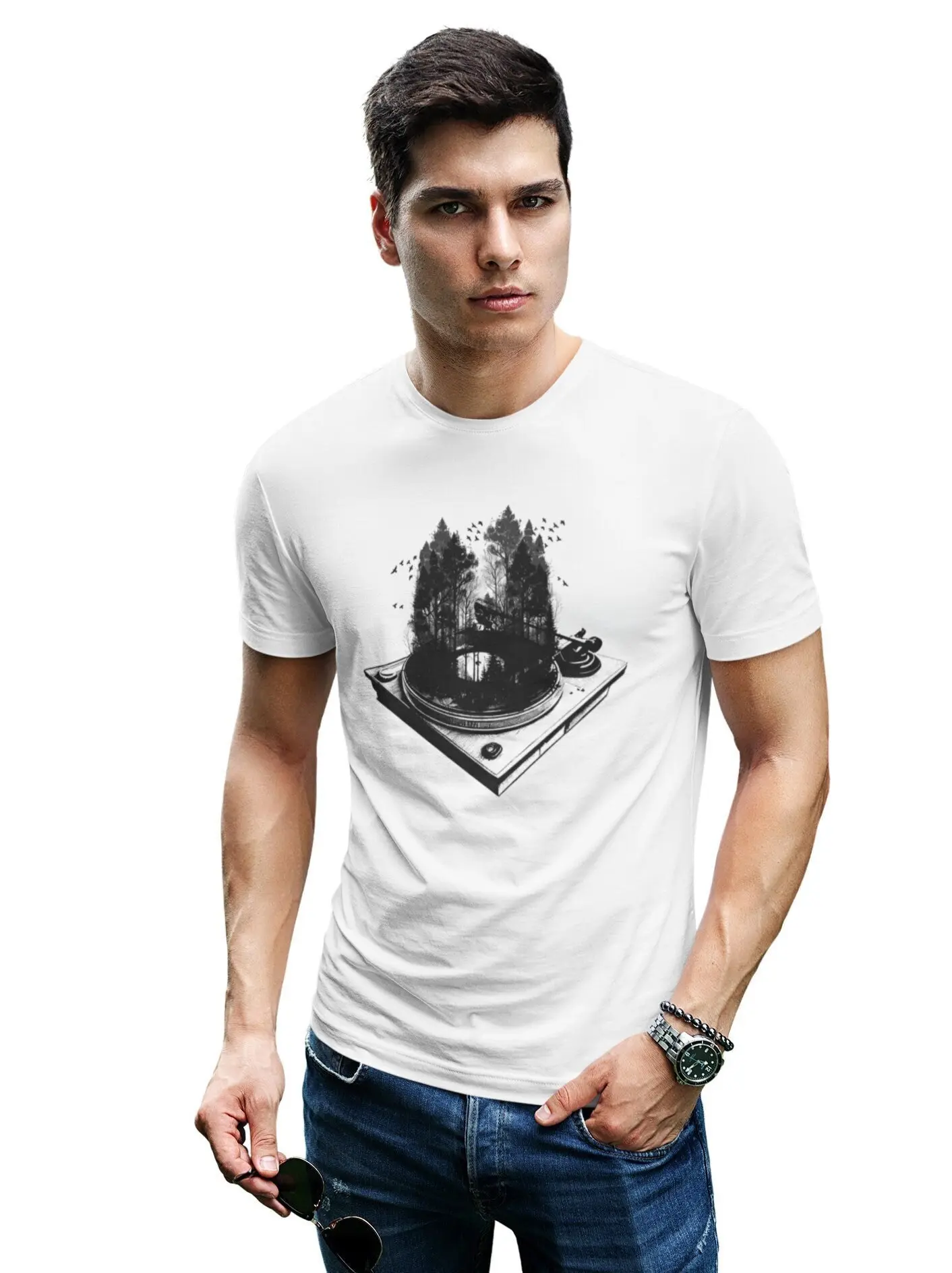 Мужская футболка с изображением леса и дерева