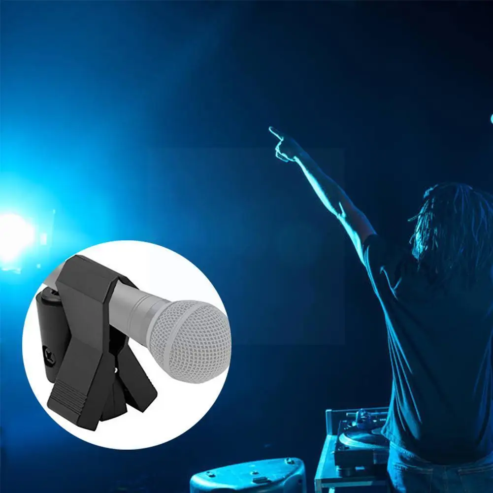 

1pc Microphone Clip Universal Spring Flexible Microphone Clip Black Plastic Clamp Mic Stand Mount Holder Accessory G5i7