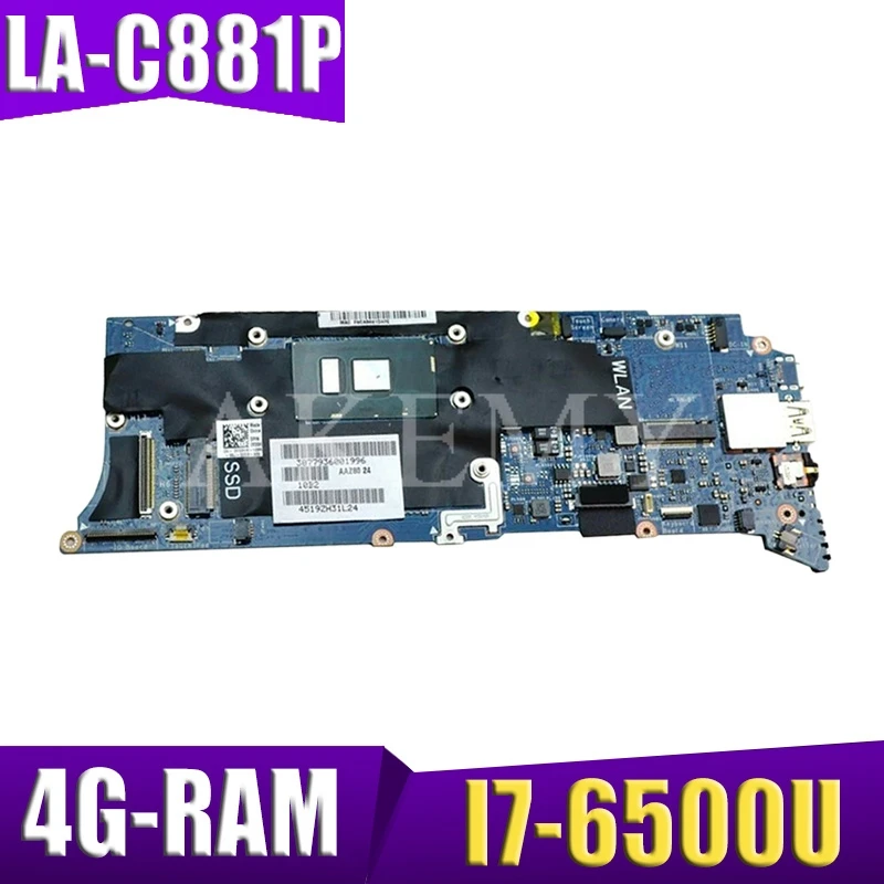 

Laptop motherboard For DELL XPS 9350 Mainboard LA-C881P CN-0KV8M6 0KV8M6 SR2EZ i7-6500U