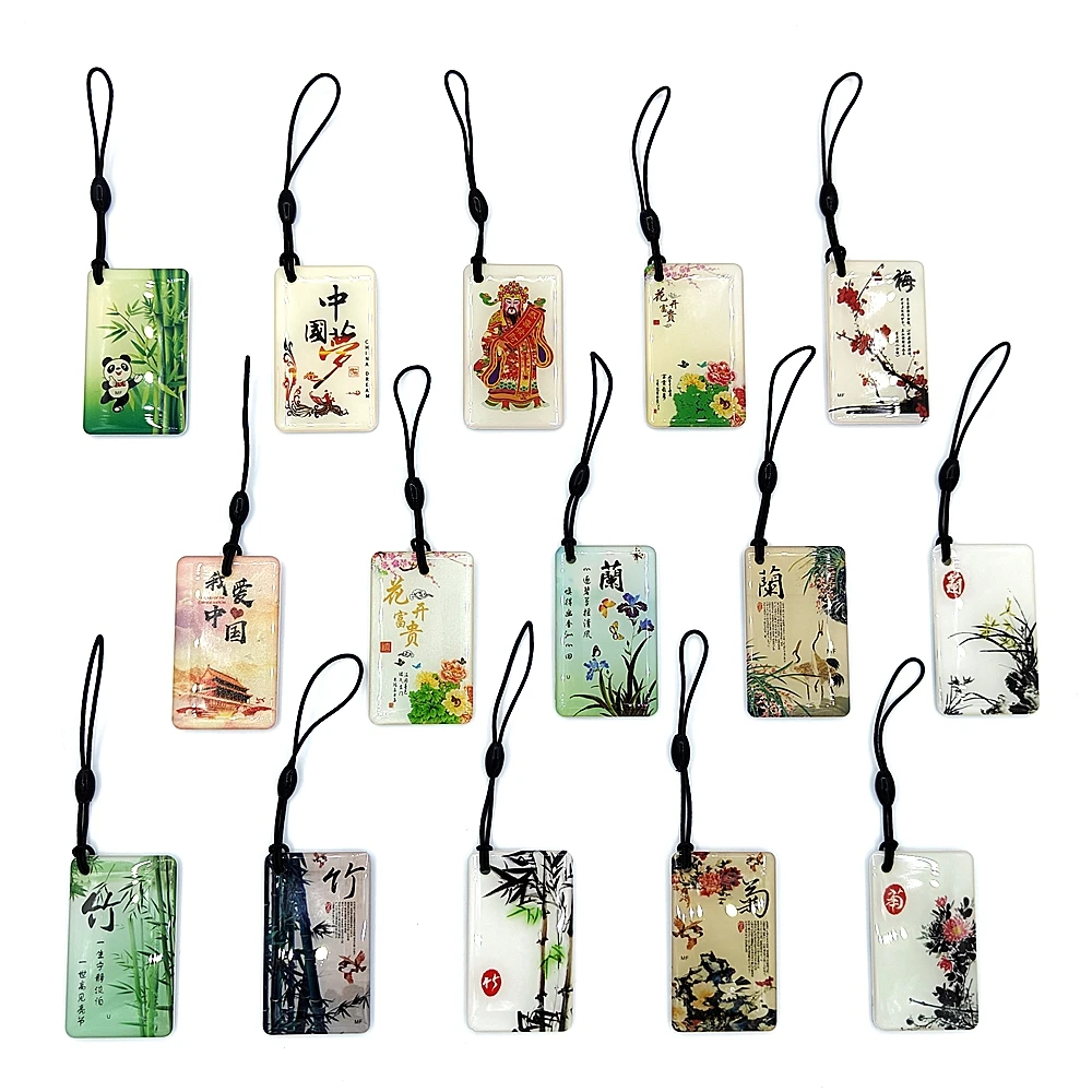 

10Pcs Random Patterns UID 13.56MHz S50 1k Rewritable Writable RFID Tag Changeable Chinese Style Waterproof Dropping Glue Keyfobs