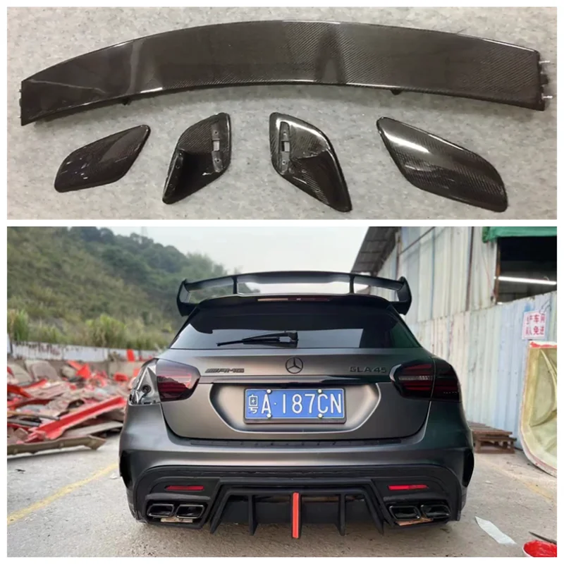 

For X156 Mercedes Benz GLA260 GLA45 2014-2019 High Quality ABS Black & Carbon Fiber Rear Trunk Lip Spoiler Roof Spoiler Wing