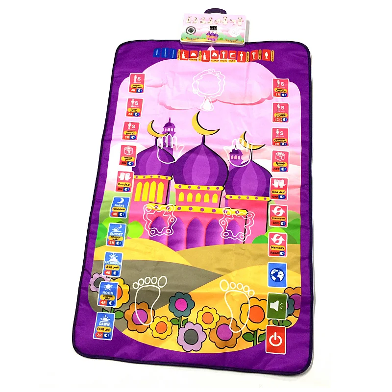 

2022 New Talking Praying Mat Children Educational Interactive Prayer Rug Salah Muslim Carpet Islam Electronic Worship Blanket